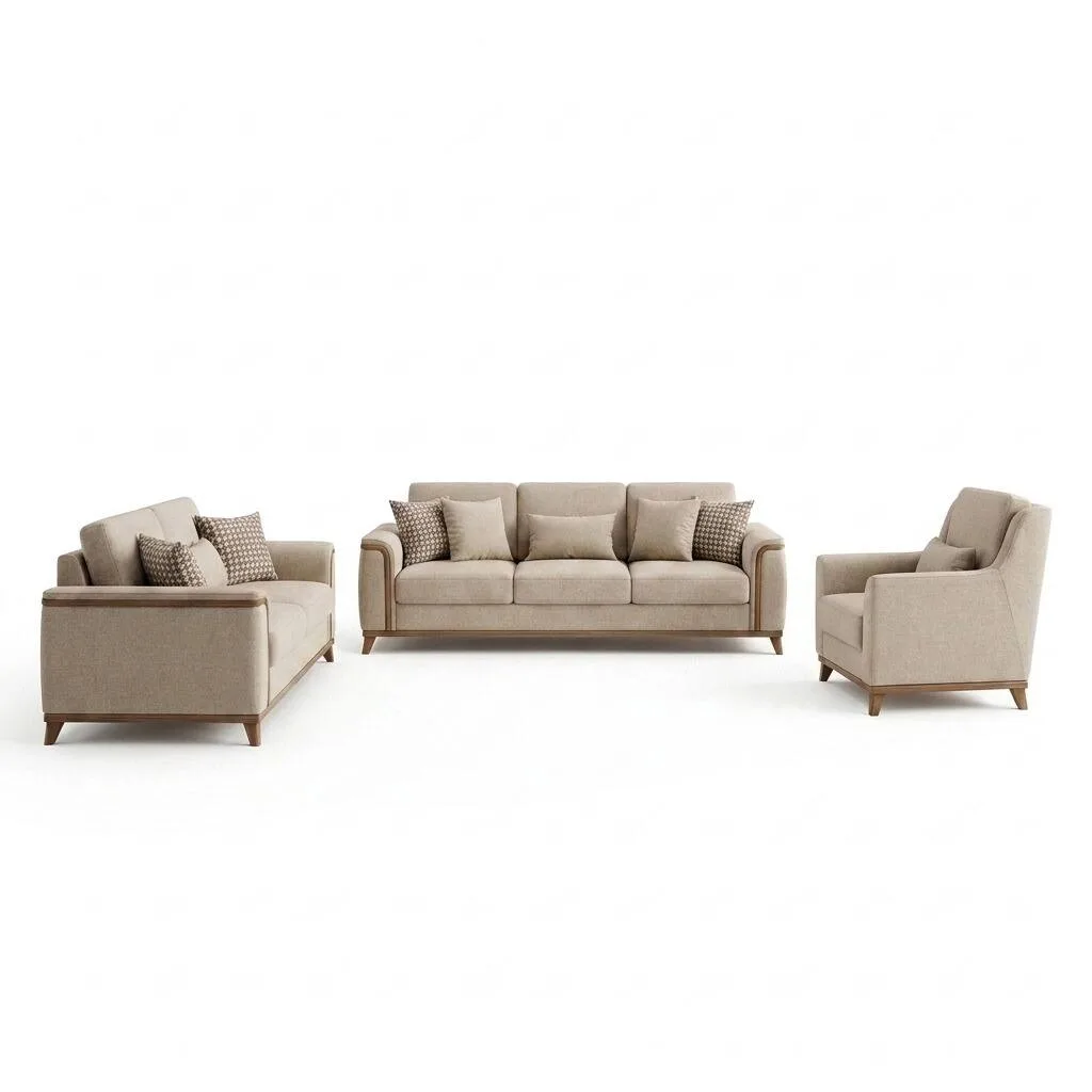 Walnut Frame Oat Sofa — Interiors By Muhammad